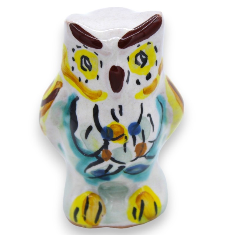 Uil in Caltagirone keramiek, h ca. 5 cm. Mignon (1 st) willekeurige decoratie en kleur - 