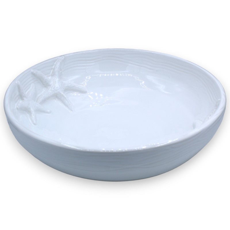 Centerpiece in fine ceramic, Ø approx. 35 cm. White, starfish decoration in relief - 