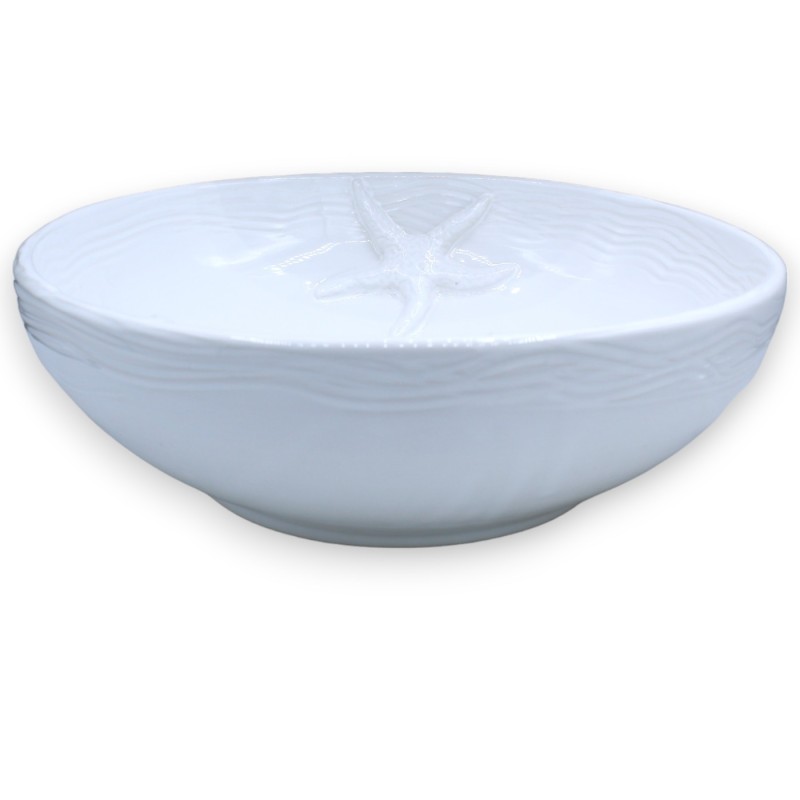 Centerpiece in fine ceramic, Ø approx. 35 cm. White, starfish decoration in relief - 