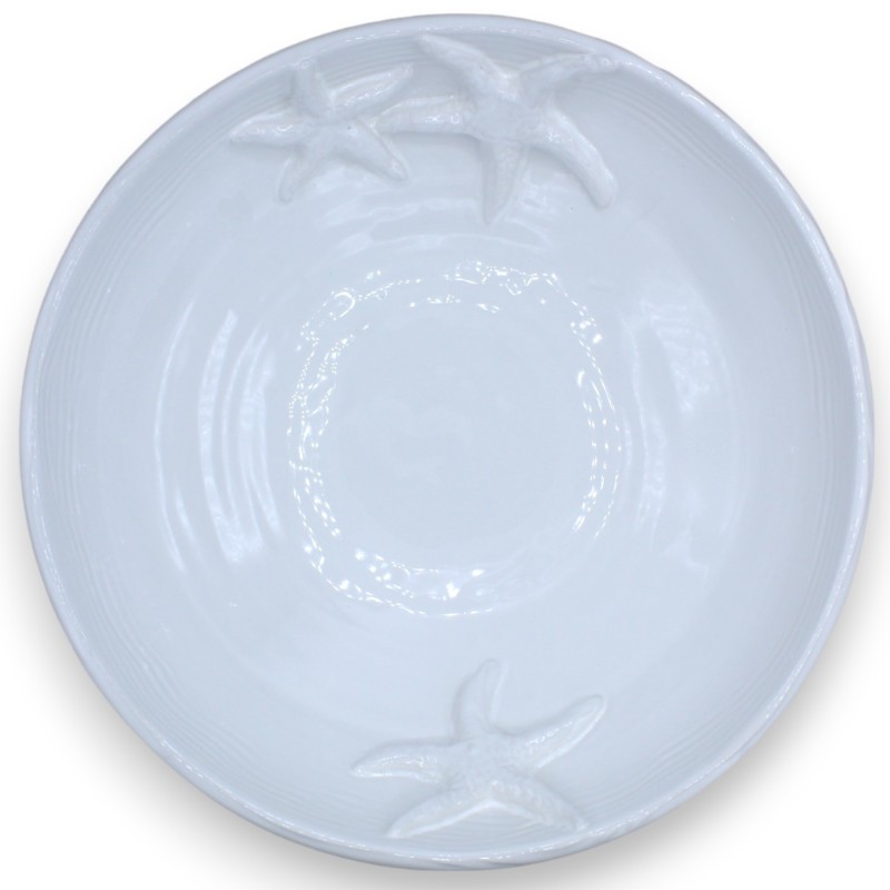 Centerpiece in fine ceramic, Ø approx. 35 cm. White, starfish decoration in relief - 