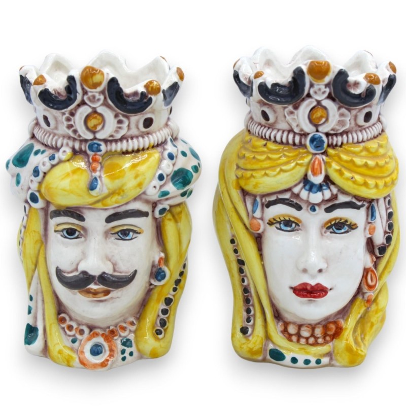 Cabeças normandas sicilianas marrom-escuras (par) h 13/14 cm aprox. Cerâmica Caltagirone MD18 - 