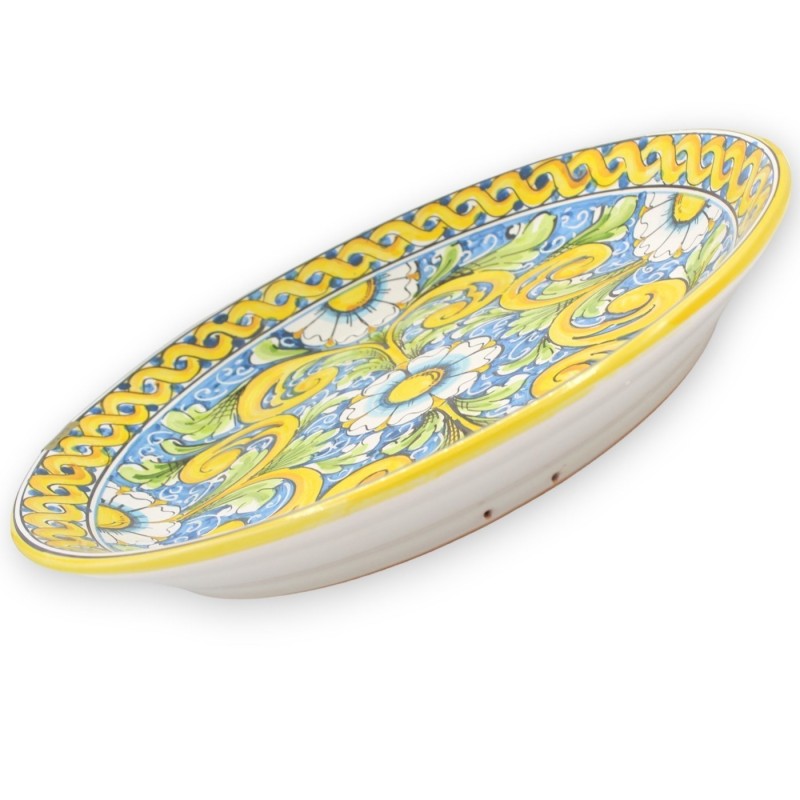 Caltagirone-Keramik-Zierteller – Ø ca. 37 cm Barock- und Blumendekor mit Zopf - 