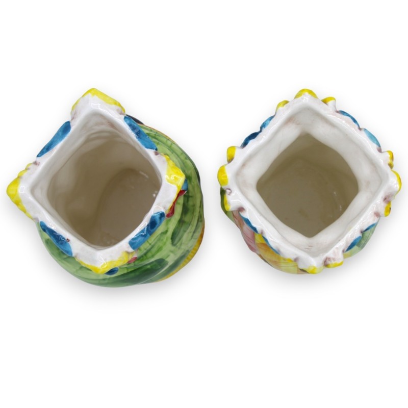 Teste di moro Siciliane Con Corona e Turbante (coppia) h 13 / 14 cm ca. ceramica Caltagirone MD23 - 
