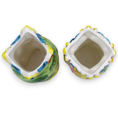 Cabeças sicilianas marrom-escuras com coroa e turbante (par) h 13/14 cm aprox. Cerâmica Caltagirone MD23 - 