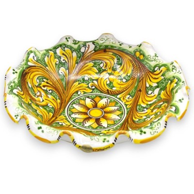 Bågat mittstycke, Caltagirone-keramik, 2 storleksalternativ (1 st) barock- och blomdekoration, grön bakgrund - 