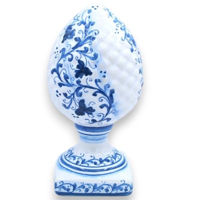 Pigna Ceramica Siciliana con Base quadrata decorata, Bianco con decoro floreale blu 3 opzioni misura (1Unità) - 