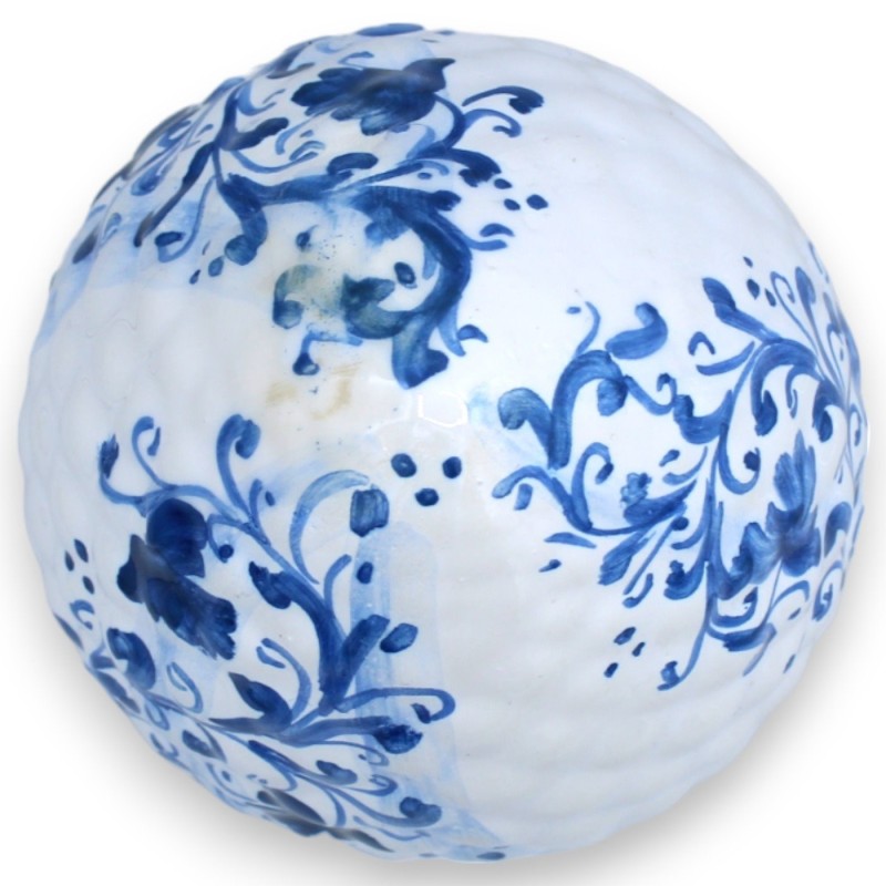 Pigna Ceramica Siciliana con Base quadrata decorata, Bianco con decoro floreale blu 3 opzioni misura (1Unità) - 
