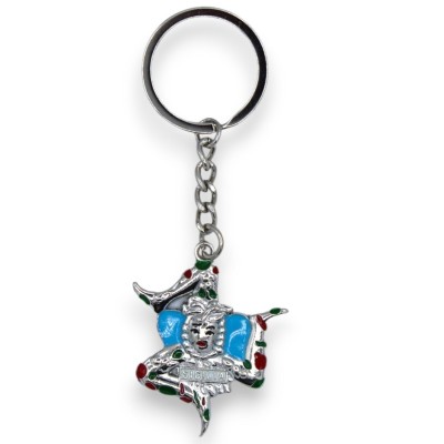 Trinacria-vormige stalen sleutelhanger - ca. h 11 cm. MD2 - 