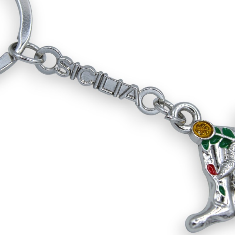 Trinacria-shaped steel keyring - approx. h 12 cm MD1 - 