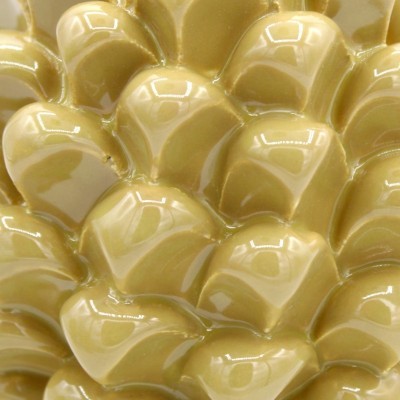 Pomme de pin sicilienne Caltagirone, h 15 cm Couleur taupe avec tige décorée - Décoration de tige aléatoire (1Pc) - 