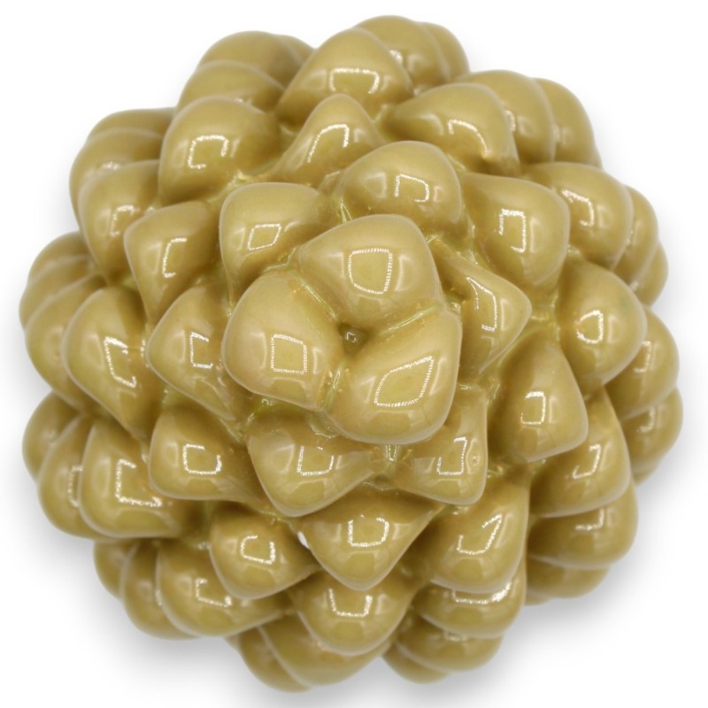 Pomme de pin sicilienne Caltagirone, h 15 cm Couleur taupe avec tige décorée - Décoration de tige aléatoire (1Pc) - 