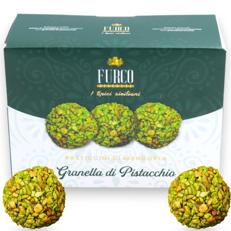 Amandelgebakjes met pistachekruimels "typisch Sicilianen" - in doos, 250 g - 