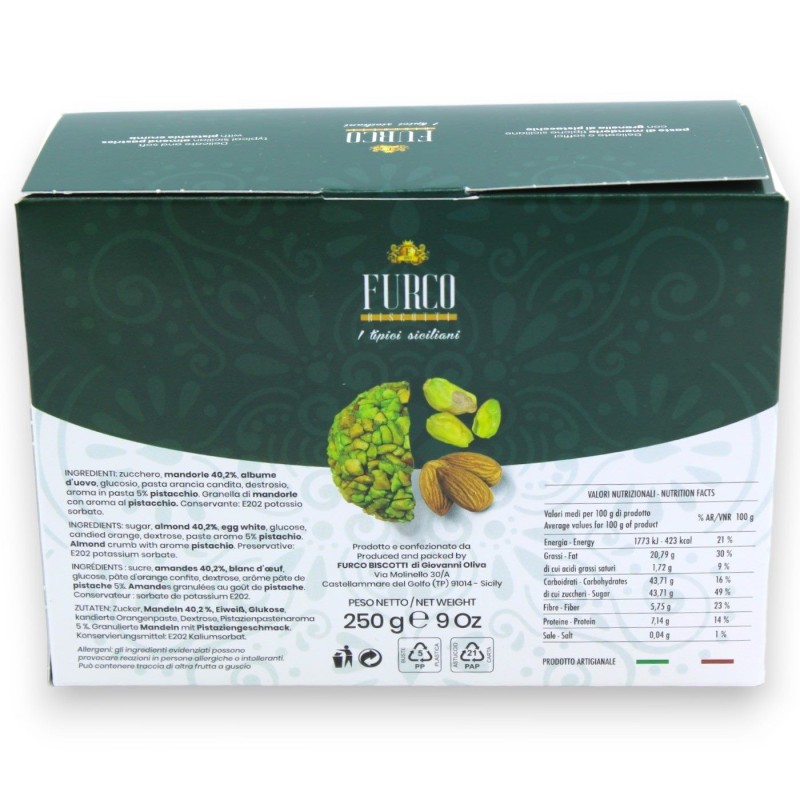Almond Pastries with Pistachio Crumbs "typical Sicilians" - in Box, 250 g - 
