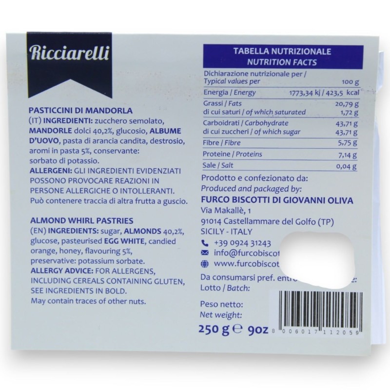 Pastelitos de Almendra Ricciarelli - 250 g - 