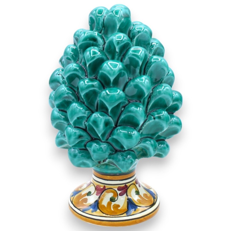 Szyszka sycylijska Caltagirone, wys. ok. 15 cm. (1 szt.) Verdigris zanurzeniowy z losową dekoracyjną łodygą - 