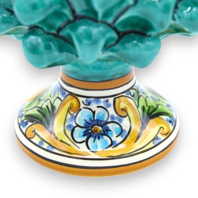 Szyszka sycylijska Caltagirone, wys. ok. 15 cm. (1 szt.) Verdigris zanurzeniowy z losową dekoracyjną łodygą - 