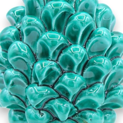 Szyszka sycylijska Caltagirone, wys. ok. 15 cm. (1 szt.) Verdigris zanurzeniowy z losową dekoracyjną łodygą - 