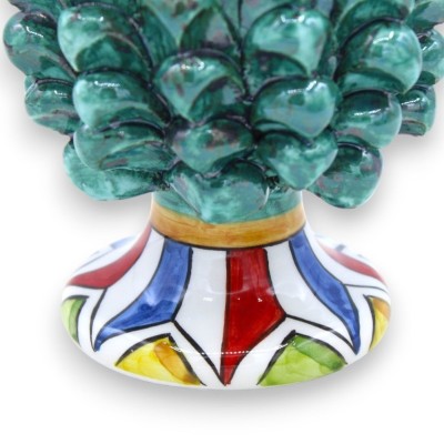 Sizilianischer Tannenzapfen Caltagirone, H ca. 15 cm. (1 Stück) Grünspan mit Pinselstrichen und zufälligem Dekorationsst