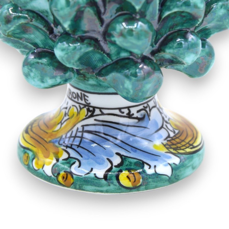 Sizilianischer Tannenzapfen Caltagirone, H ca. 15 cm. (1 Stück) Grünspan mit Pinselstrichen und zufälligem Dekorationsst