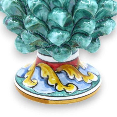 Sizilianischer Tannenzapfen Caltagirone, H ca. 15 cm. (1 Stück) Grünspan mit Pinselstrichen und zufälligem Dekorationsst