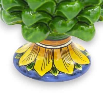 Siciliaanse dennenappel Caltagirone, h ca. 15 cm. (1 stuk) Immersion Forest Green met willekeurige decoratiestam - 