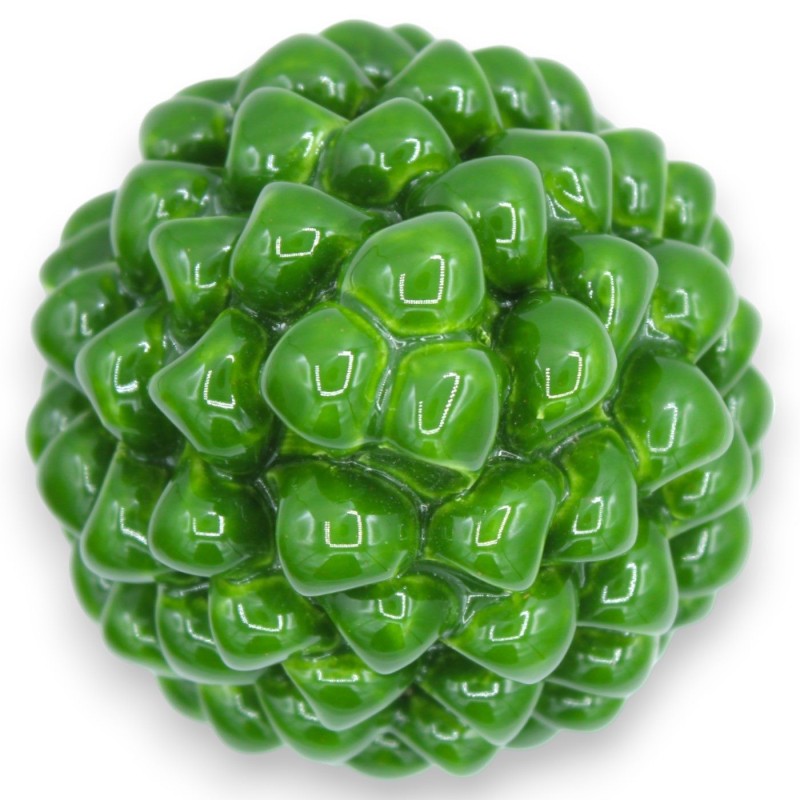 Pinha siciliana Caltagirone, h aprox. 15 cm. (1 unidade) Imersão Forest Green com haste de decoração aleatória - 