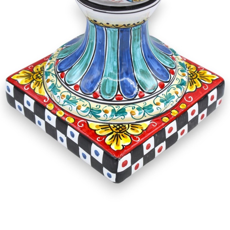 Sycylijska ceramiczna szyszka sosnowa z dekorowaną kwadratową podstawą, sycylijska dekoracja wózka 3 opcje rozmiarów (1 