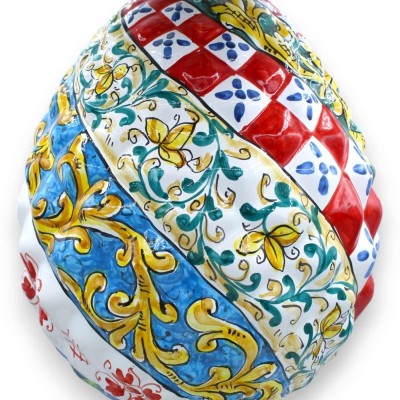 Pomme de pin en céramique sicilienne avec base carrée décorée, décoration de chariot sicilien 3 options de taille (1pc) 
