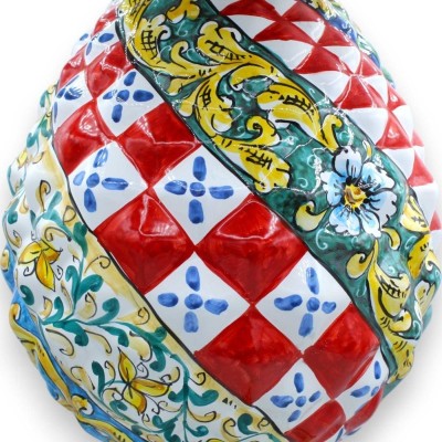 Pigna Ceramica Siciliana con Base quadrata decorata, Decoro Carretto Siciliano 3 opzioni misura (1Unità) - 