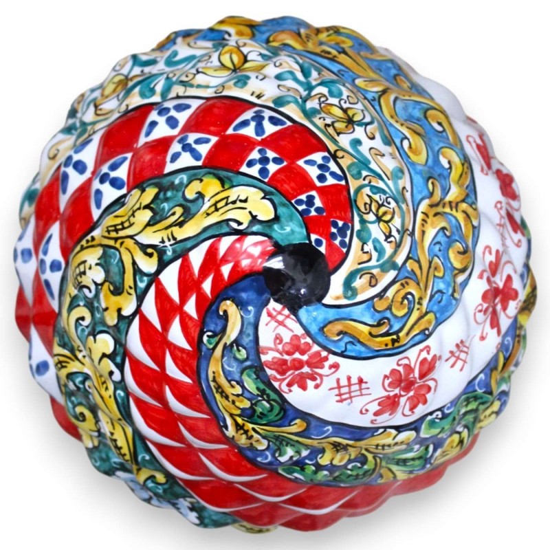 Sycylijska ceramiczna szyszka sosnowa z dekorowaną kwadratową podstawą, sycylijska dekoracja wózka 3 opcje rozmiarów (1 