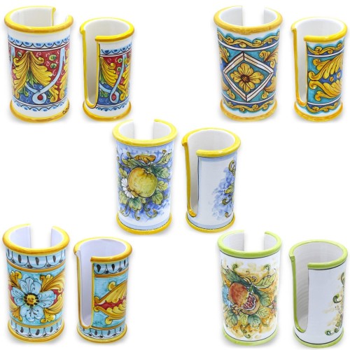 Porta Bicchieri per acqua o per caffè (1Unità) ceramica Caltagirone, 6 Opzioni Decoro e 2 Opzioni Misura Pt.1 - 