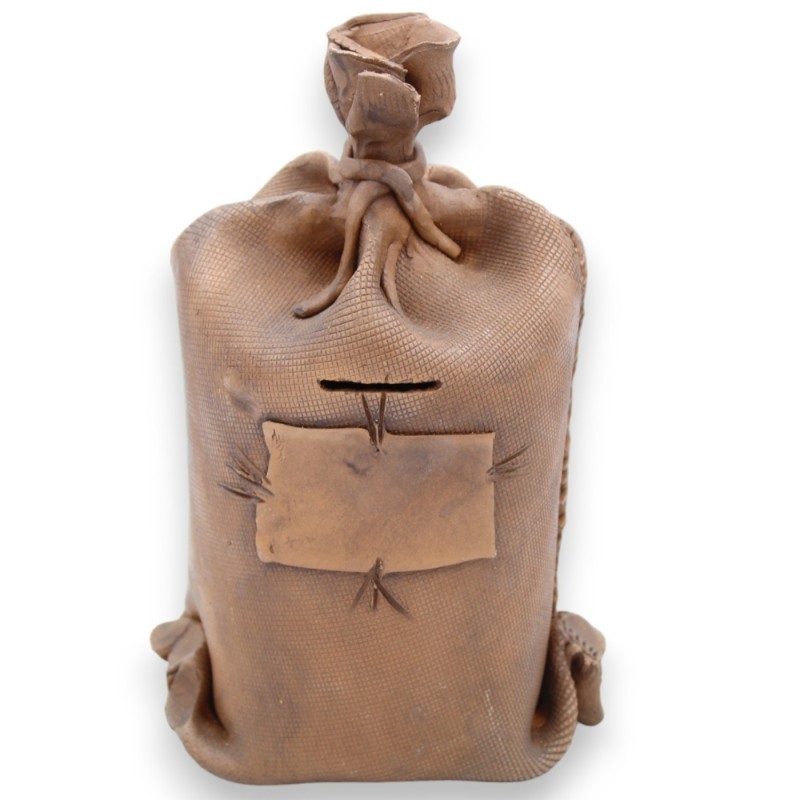 Hucha en forma de saco, de fina cerámica siciliana, h 20 x 14 cm aprox. - 