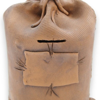 Hucha en forma de saco, de fina cerámica siciliana, h 20 x 14 cm aprox. - 