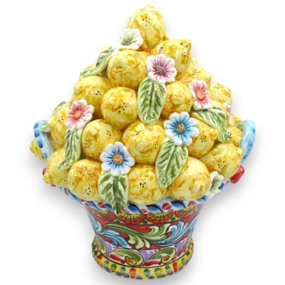 Caltagirone keramische centerpiece mand, 2 maatopties, multi-decoratie met citroenapplicaties - 
