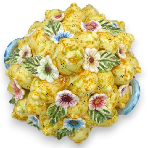 Cestino Centrotavola in ceramica Caltagirone, 2 opzioni misura, Multidecoro con applicazioni limoni -  2