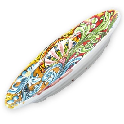 Caltagirone keramisk oval bricka, serveringsfat, L 36 x 25 cm ca. (1st) Med olika dekorationer - 
