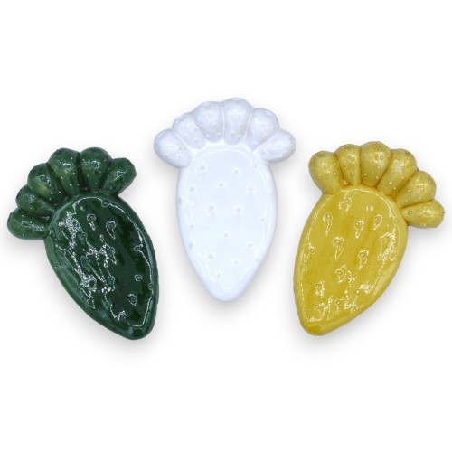 Pala di ficodindia da parete in ceramica Siciliana, h 16 cm x 12 cm ca. (1Unità) Con vari colori - 