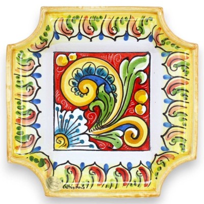 Svuota tasche in ceramica di Caltagirone, L 20 x 20 cm ca. (1Unità) con vari decori - 