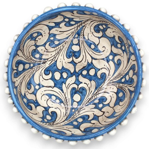 Présentoir à gâteau Pigna en céramique Caltagirone - Ø env. Décoration baroque antique blanc et bleu, blanc -  2