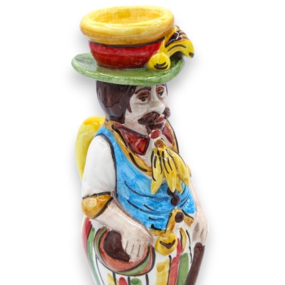 Ett par "Signorotti" lampor, i Caltagirone keramik, ca h 20 cm. barock och mångfärgad dekoration - 