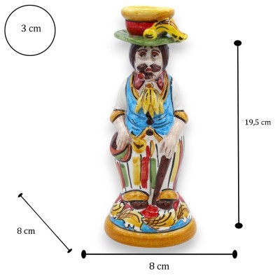 Ett par "Signorotti" lampor, i Caltagirone keramik, ca h 20 cm. barock och mångfärgad dekoration - 