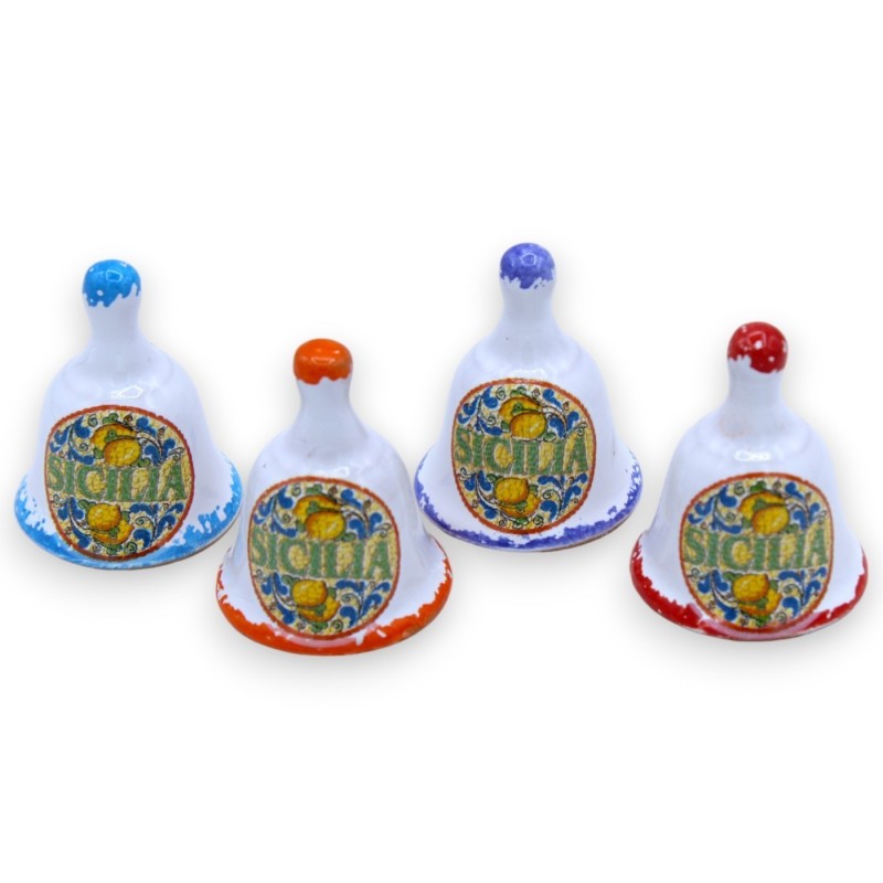 Dzwonek ceramiczny wys. ok. 5 cm. (1 szt.) z losową dekoracją z motywem sycylijskim - 
