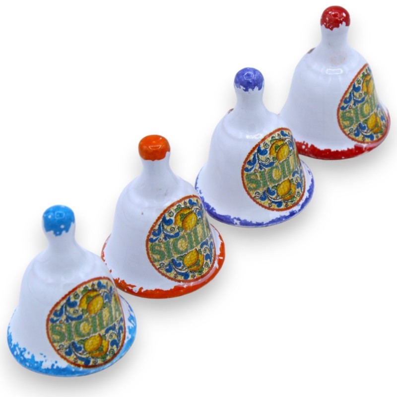 Dzwonek ceramiczny wys. ok. 5 cm. (1 szt.) z losową dekoracją z motywem sycylijskim - 