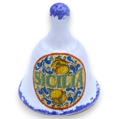 Sino de cerâmica h aprox. 5 cm. (1 unidade) com decoração aleatória de tema siciliano - 