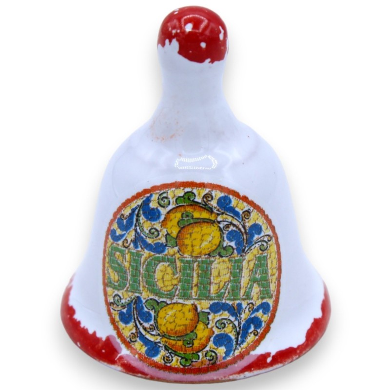 Sino de cerâmica h aprox. 5 cm. (1 unidade) com decoração aleatória de tema siciliano - 