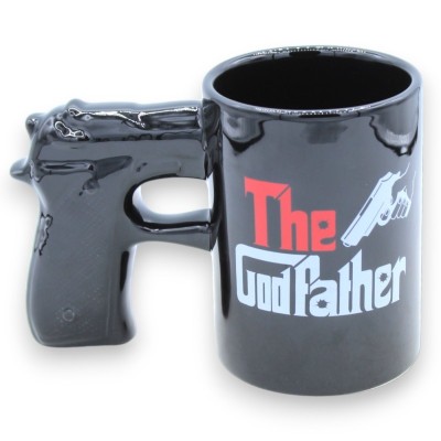 Taza de cerámica 3D "El Padrino" con asa en forma de pistola, disponible en 3 tamaños - 