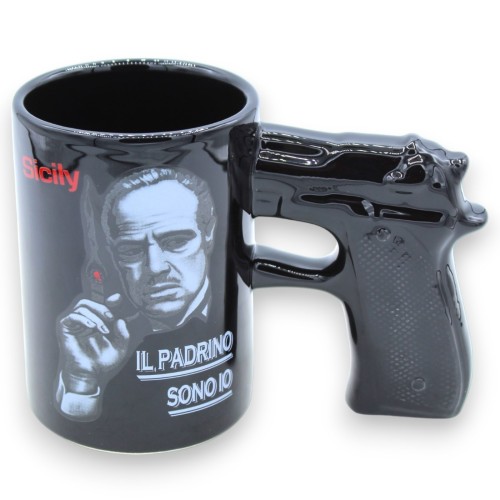 3D-Keramikbecher „Der Pate“ mit pistolenförmigem Henkel, in 3 Größen erhältlich -  2