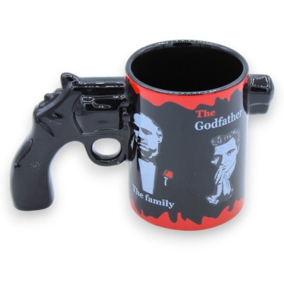 Kubek ceramiczny 3D „Ojciec Chrzestny” z czerwoną obwódką, wys. ok. 10 cm. z rękojeścią pistoletową MOD3 - 