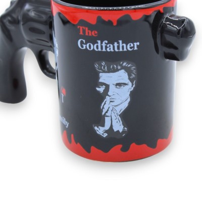 "The Godfather" 3D ceramic mug with red border, h approx. 10 cm. with MOD3 pistol-shaped handle - 