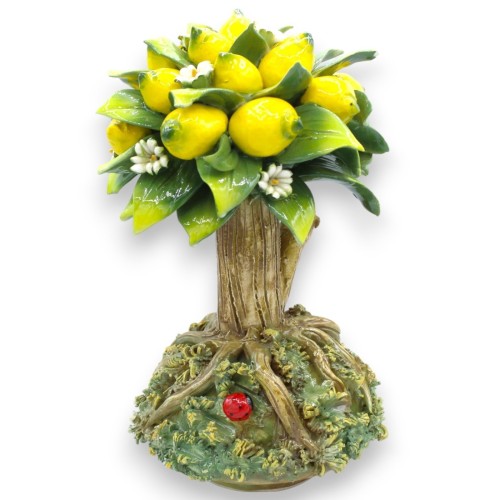 Lemon Bonsai in Fine Ceramic, Two Size Options (1pc) with Orange Blossom Flowers Applications - 